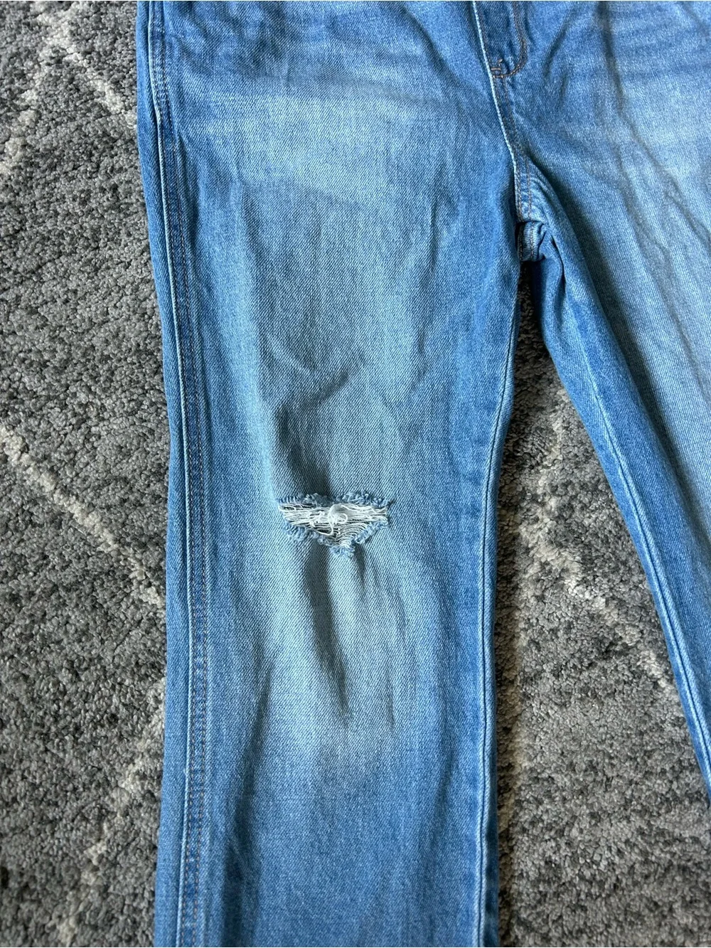 Girls Light Wash Denim Overalls Jeans Distressed